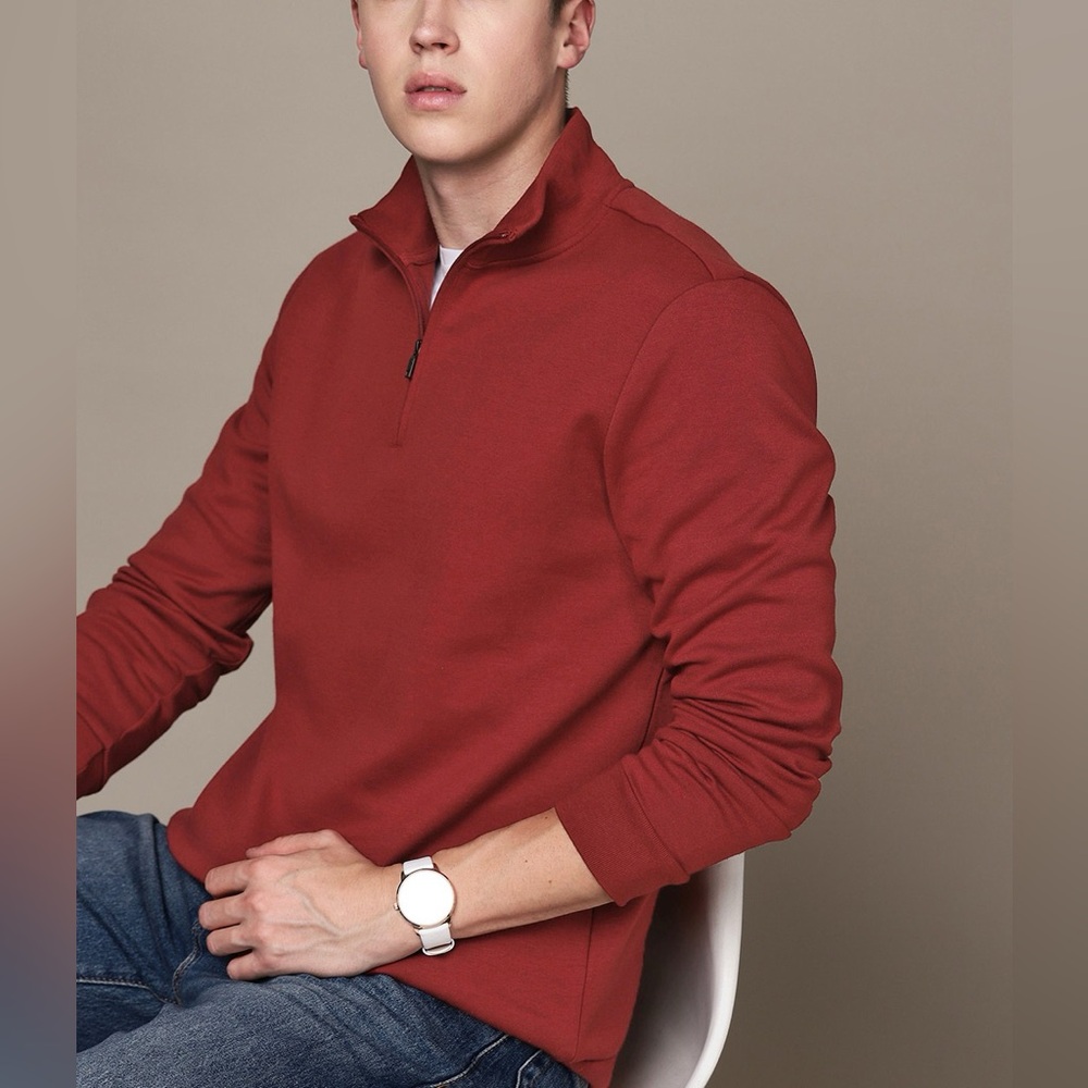 NWT Alfani Men's Rich Red Quarter-Zip Sweatshirt Size S